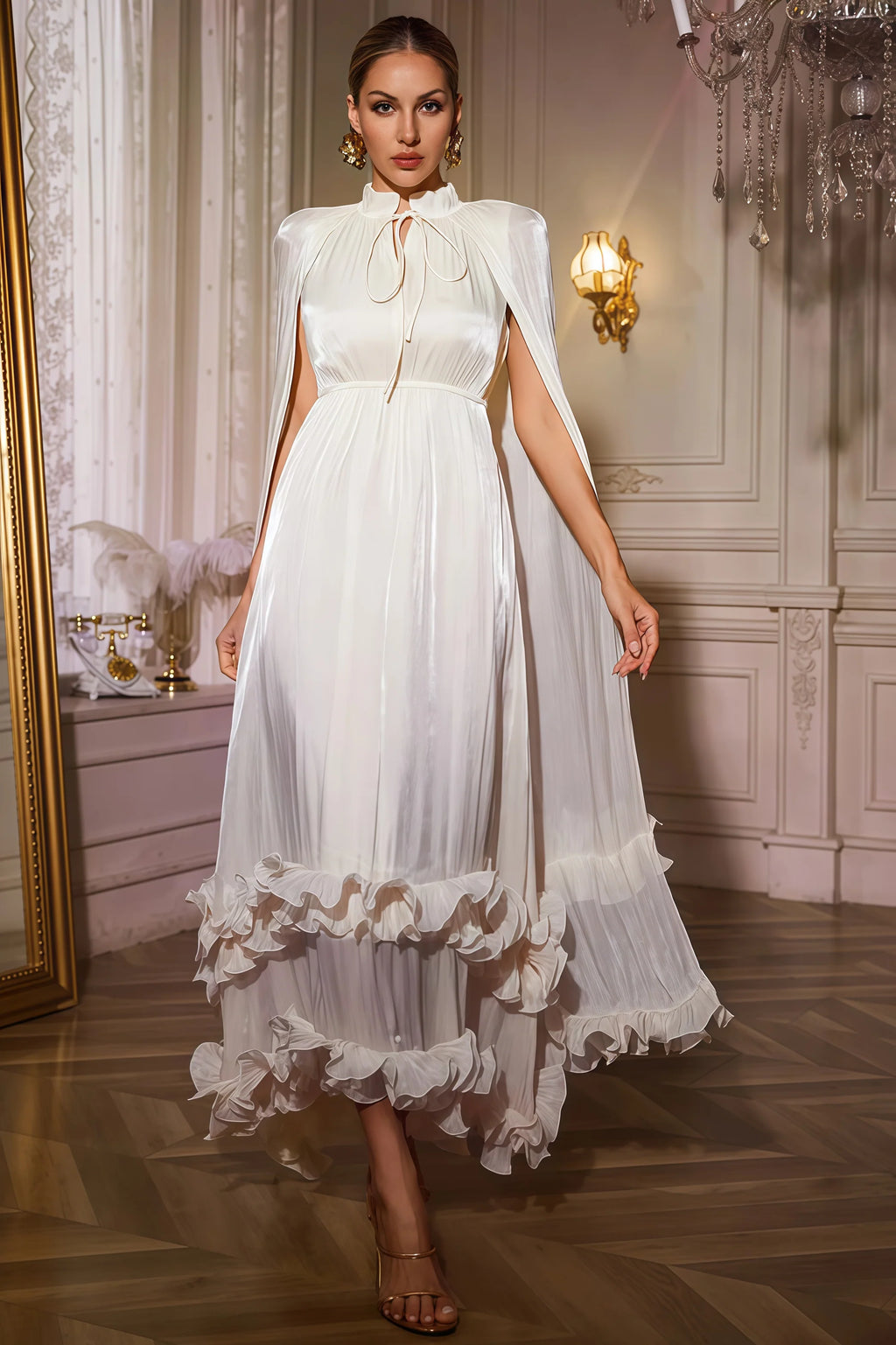 Alarip Shawl Ruffle Maxi Dress