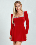The Rosalie — Crystal Trim Mini Dress