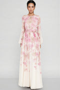 Aisly Print Round Neck Puff Sleeve Maxi Dress