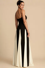 Galatea Contrast Color Sweetheart Neck Sleeveless Midi Dress