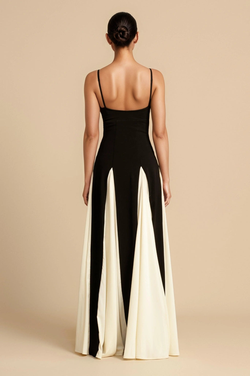 Galatea Contrast Color Sweetheart Neck Sleeveless Midi Dress