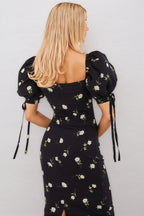 Olwen Puff Sleeve Square Neck Midi Dress