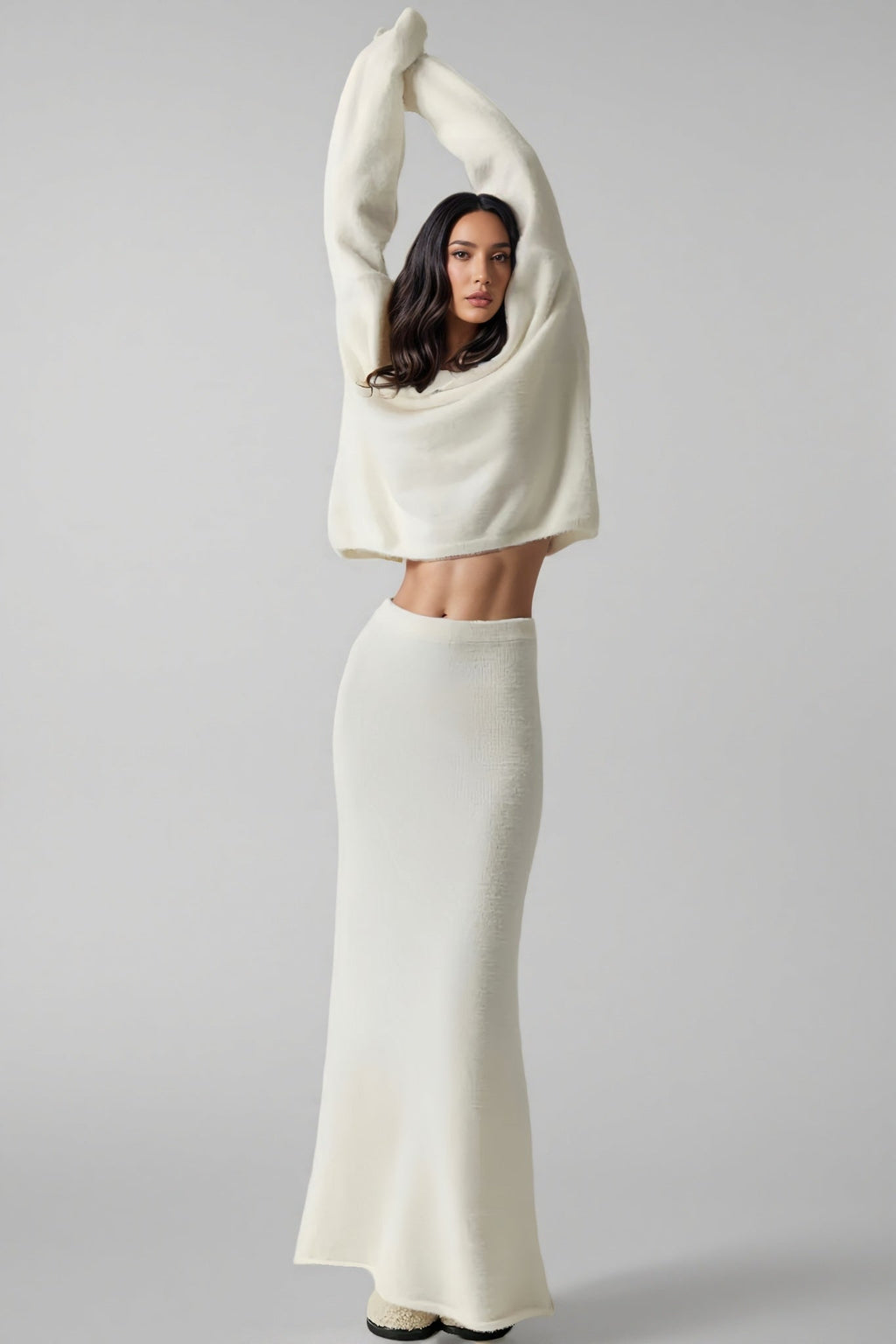 Peony Knit Top ï¼?Mid Waist Midi Skirt Set