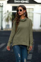 Cowl Neck Waffle Knit Sweater