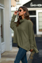 Cowl Neck Waffle Knit Sweater