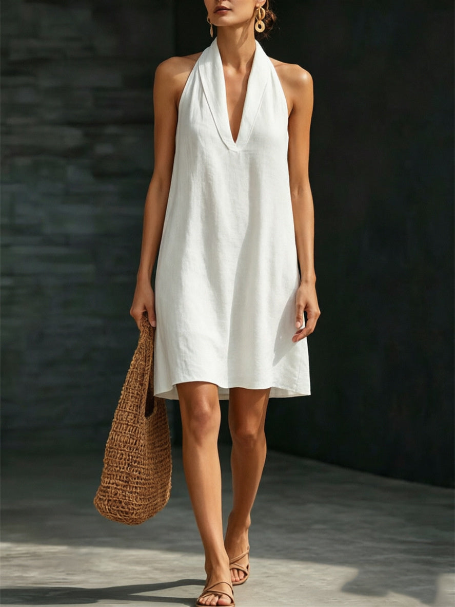 Simple Solid Color Short Dress