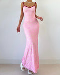 Bowknot lace ruffle v neck cami maxi dress  | Festival Outfits Women