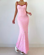 Bowknot lace ruffle v neck cami maxi dress  | Festival Outfits Women