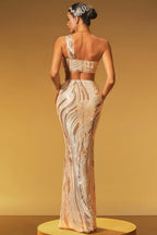 Nevat One Shoulder Sequin Maxi Dress Set