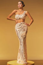 Nevat One Shoulder Sequin Maxi Dress Set