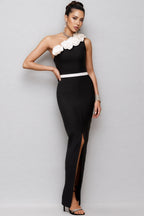 Sia Floral Diagonal Shoulder Maxi Dress