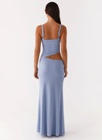 Crochet Diamond Knit Cross Front Cutout Cami Low Rise Maxi Skirt Set