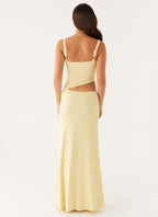 Crochet Diamond Knit Cross Front Cutout Cami Low Rise Maxi Skirt Set