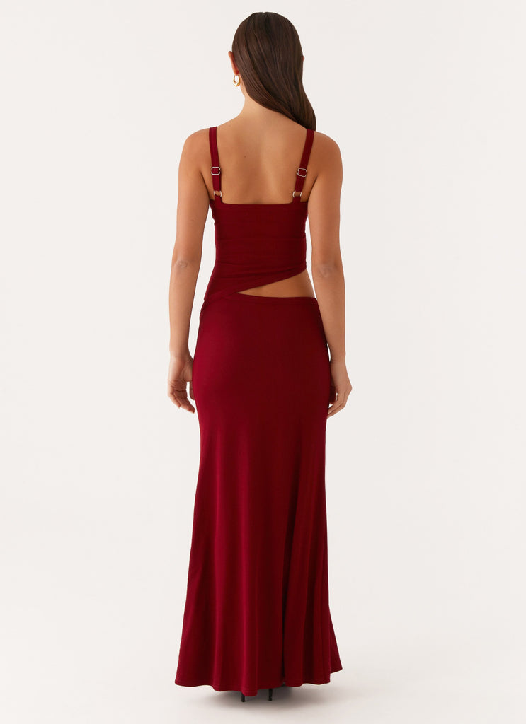 Crochet Diamond Knit Cross Front Cutout Cami Low Rise Maxi Skirt Set