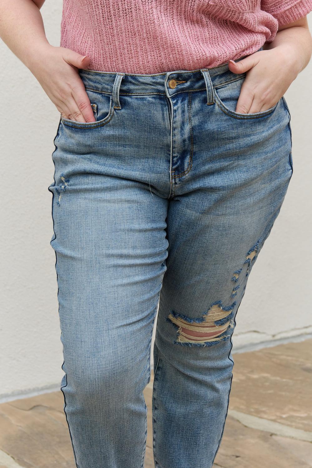 Blue Zone Planet | Judy Blue Macy Full Size Mid Rise Boyfriend Jeans