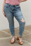Blue Zone Planet | Judy Blue Macy Full Size Mid Rise Boyfriend Jeans