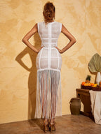 Julie Bustier Fringed Midi Dress