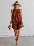 Gathered Solid Color Two-piece Set