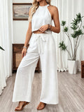 Off-shoulder Solid Color Two-piece Women's Set
