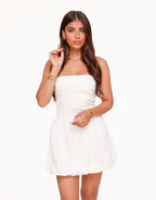 Ángela Luxe White Strapless Balloon Dress Boutique Collection