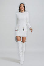 Ona White Diamond Embellishment Mini Dress
