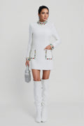 Ona White Diamond Embellishment Mini Dress