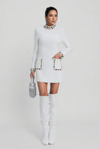 Ona White Diamond Embellishment Mini Dress