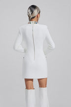 Ona White Diamond Embellishment Mini Dress