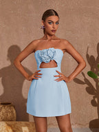 Kinsley Strapless Cutout Mini Dress In Blue