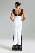 Kira Bandage V Neck Gown Dress with Lace Details