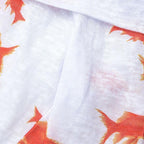 Asymmetric Off Shoulder Long Sleeve Goldfish Print Mini Dress
