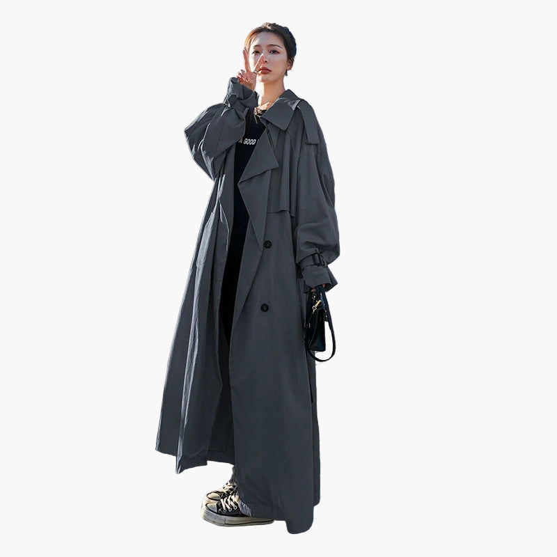 | Women's Long Loose-Fit Trench Coat