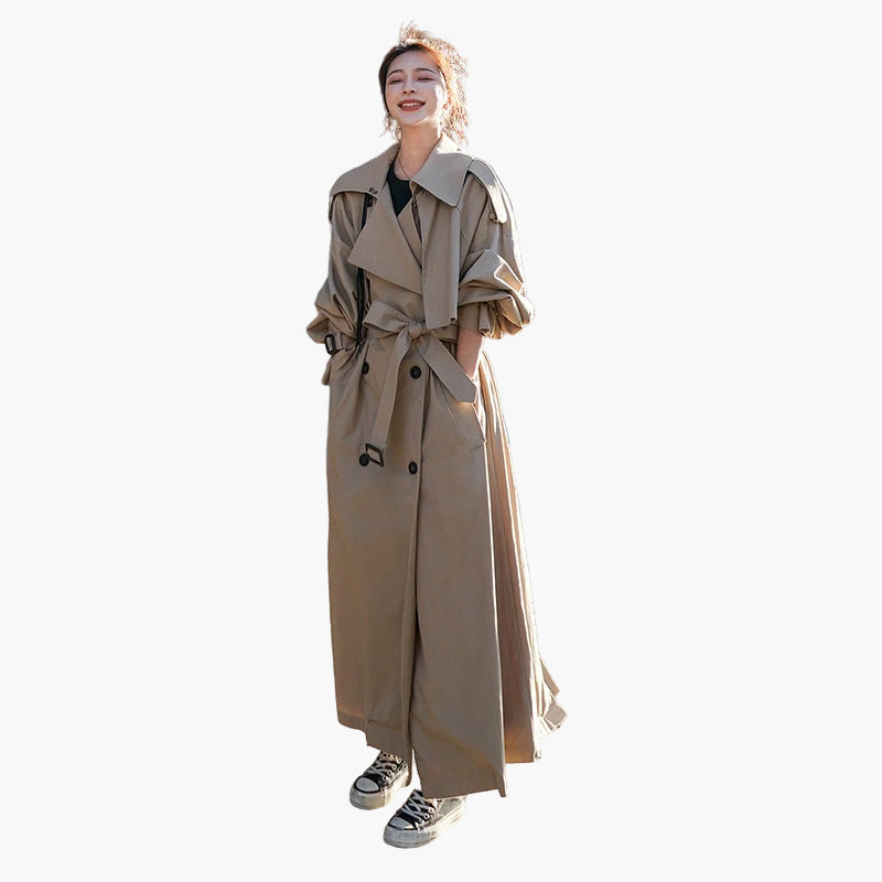 | Women's Long Loose-Fit Trench Coat