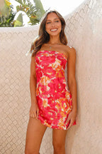 Juana Exclusive Mini Dress Pink/red Floral Boutique Collection