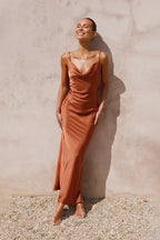 Viviana Aesthetic Maxi Dress Copper Designer Edit