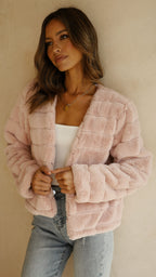 | Teddy crop jacket, line pattern