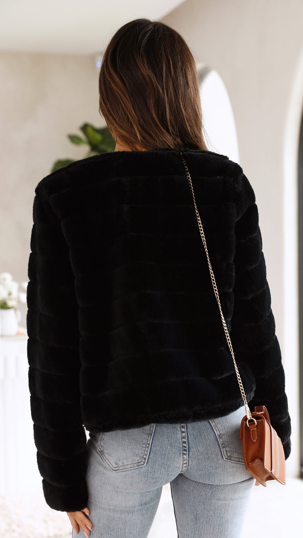 | Teddy crop jacket, line pattern