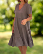 Keira Timeless Cotton Linen Dress Elevated Occasion Wear