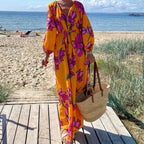Tamar Elevated Deep V Neck Maxi Dress with Floral Print Designer Edit