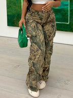 Chic Casual Loose-Fit Camo Cargo Sweatpants