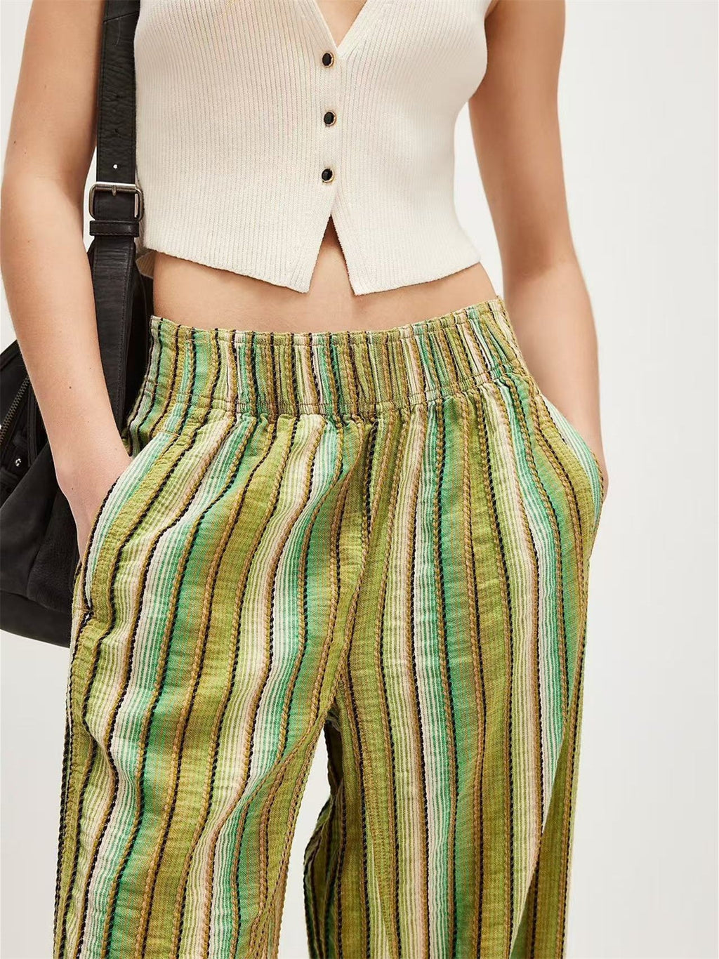 Elastic Waist Versatile All-over Print Trendy Women's Trousers