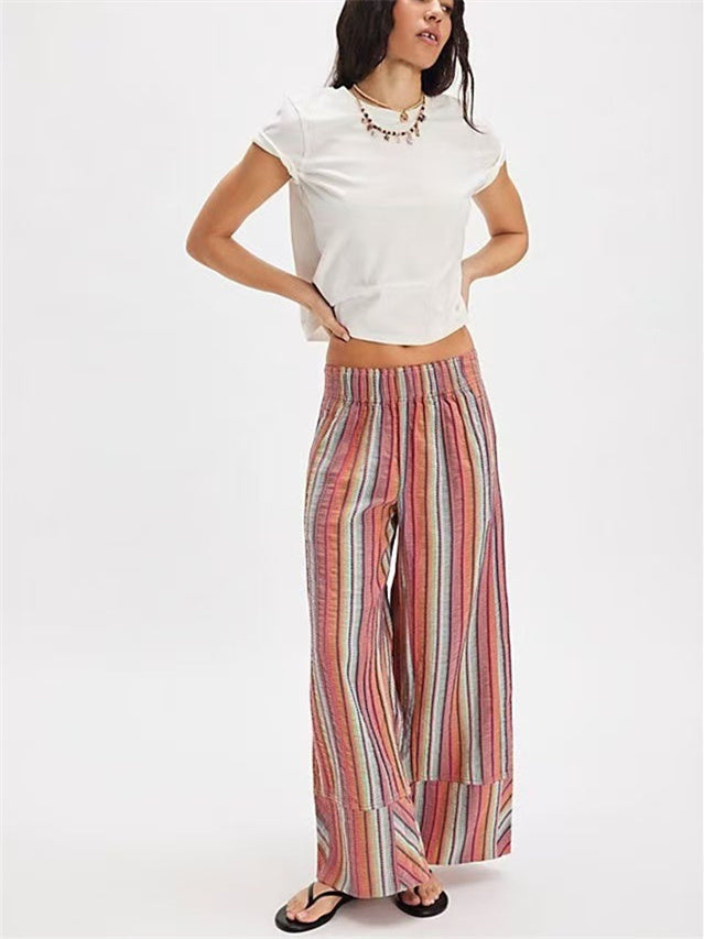 Elastic Waist Versatile All-over Print Trendy Women's Trousers