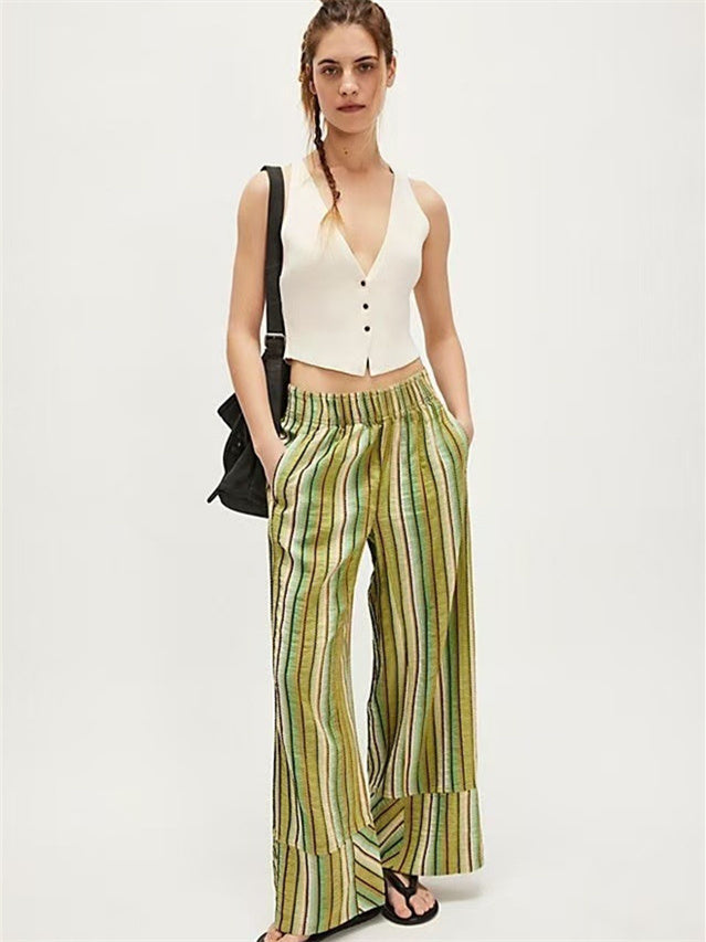 Elastic Waist Versatile All-over Print Trendy Women's Trousers