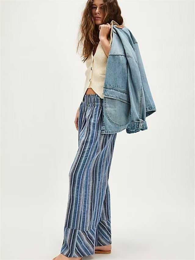 Elastic Waist Versatile All-over Print Trendy Women's Trousers