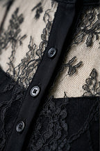 Lace Button-up Long Sleeve Retro Maxi Dress