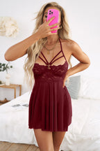 Blue Zone Planet | Lace Mesh Backless Babydoll Lingerie Set