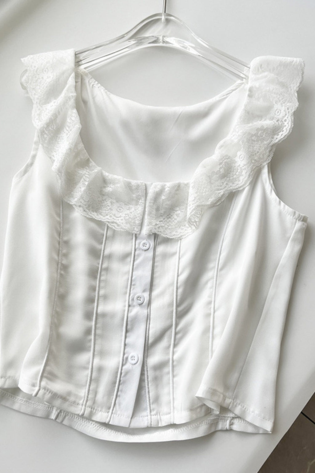 Lace Neck Tank Top Fishtail Skirt Suits