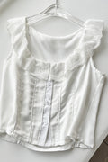 Lace Neck Tank Top Fishtail Skirt Suits