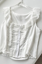 Lace Neck Tank Top Fishtail Skirt Suits