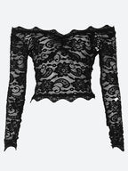 Lace Sheer Off Shoulder Top